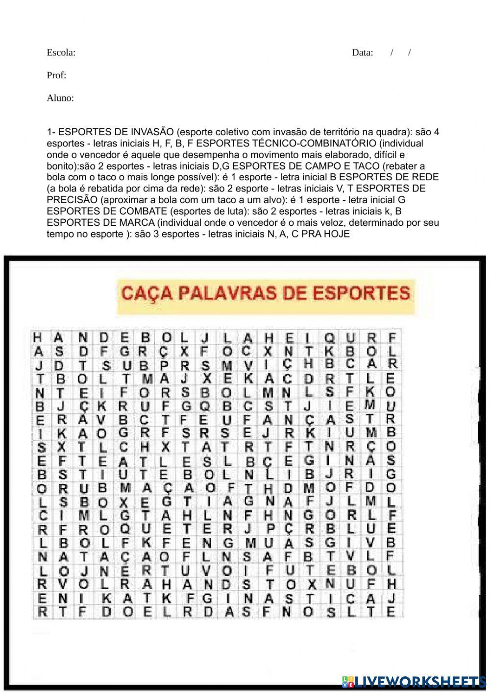 Cruzadinha de esportes