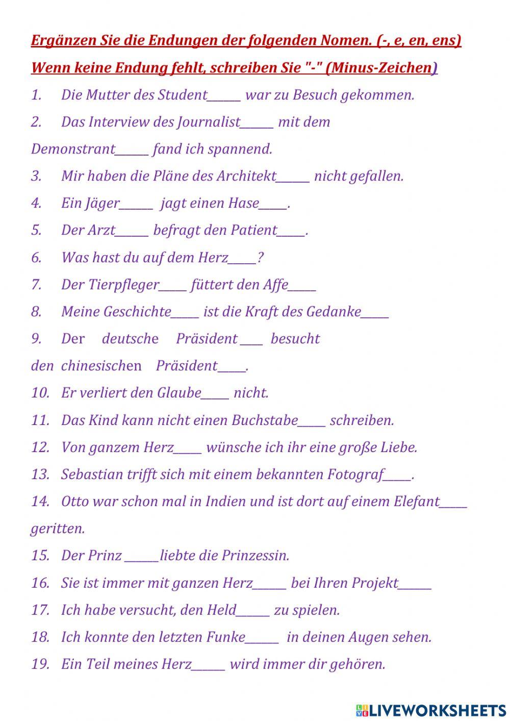 Deklination der Substantive