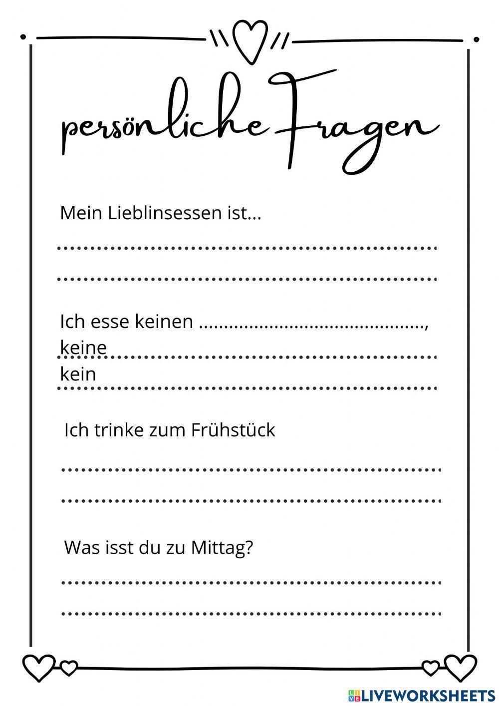 Fragen zum Thema Essen