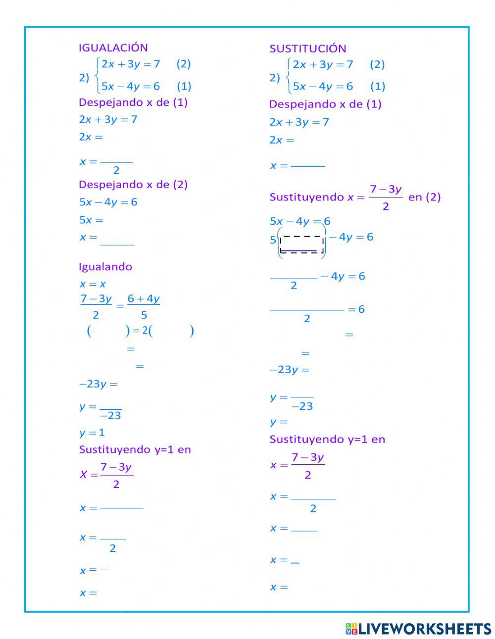 Sistemas de ecuaciones
