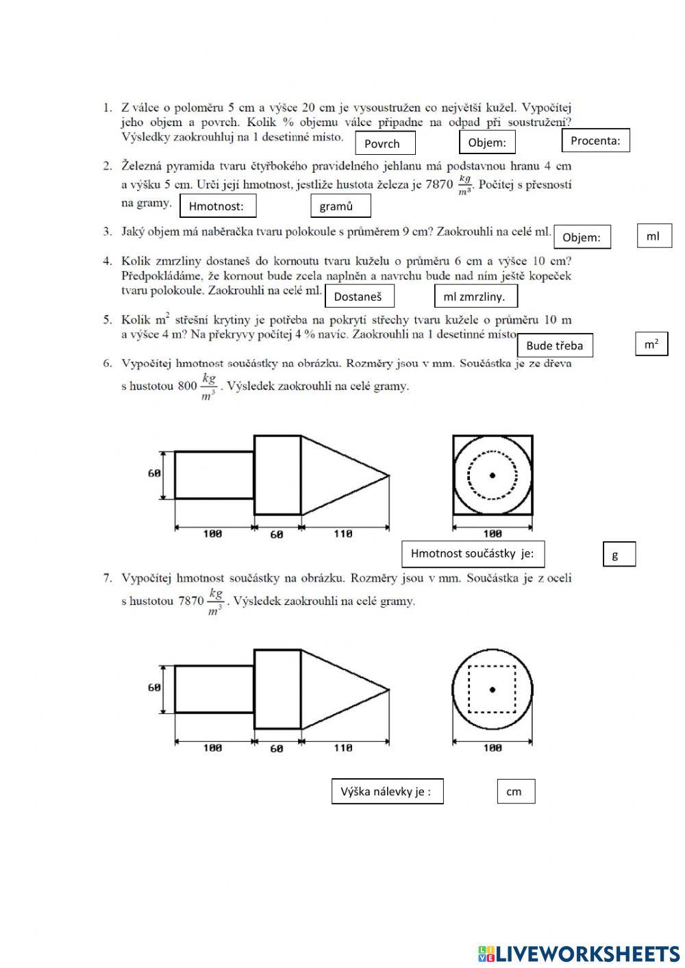 Jehlan, kužel, koule