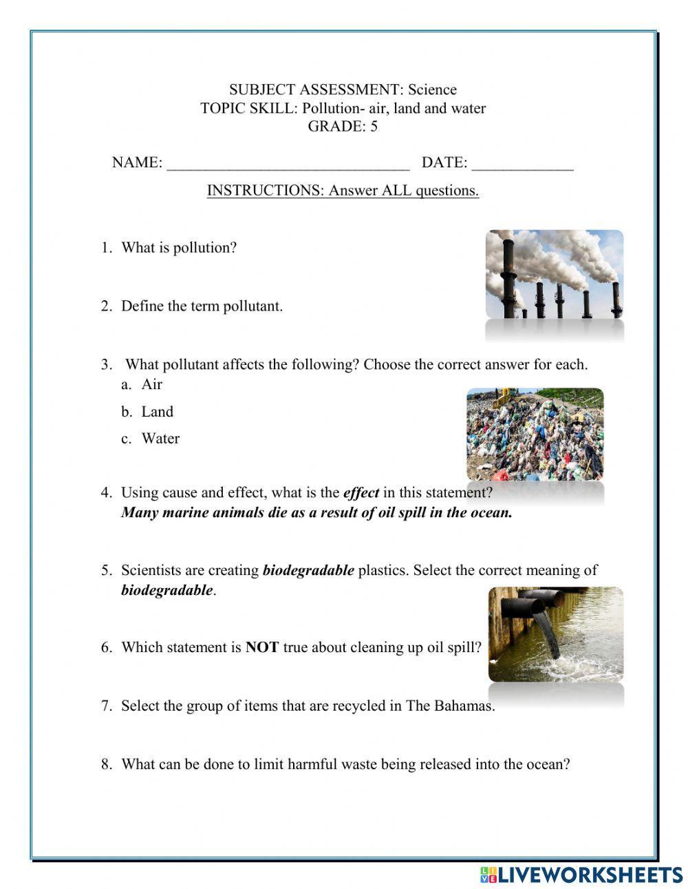 Pollution -air, land and water