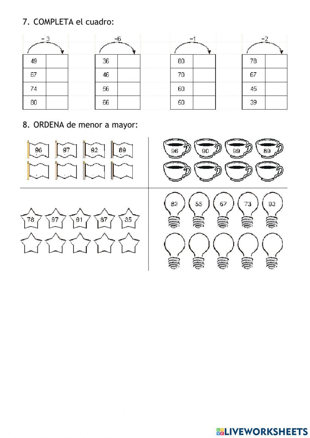 Numero anterior y posterior 99