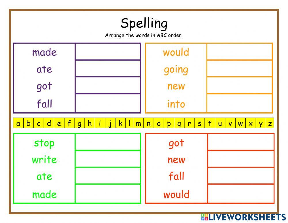 Spelling Abc Order