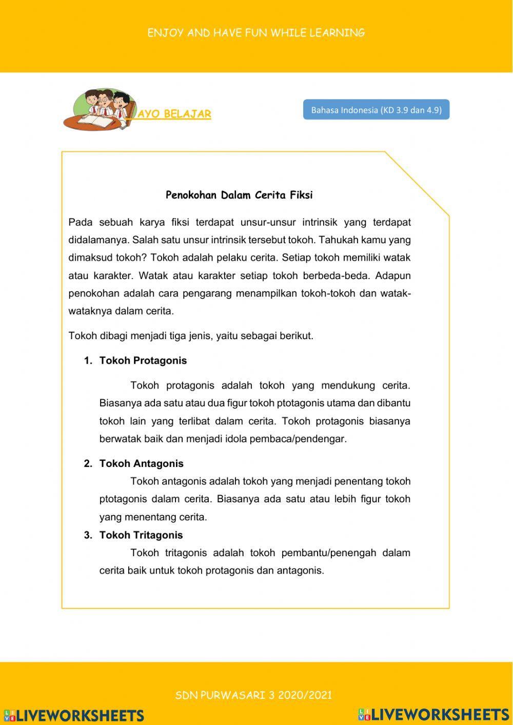 Tema 9 Penokohan Cerita Fiksi