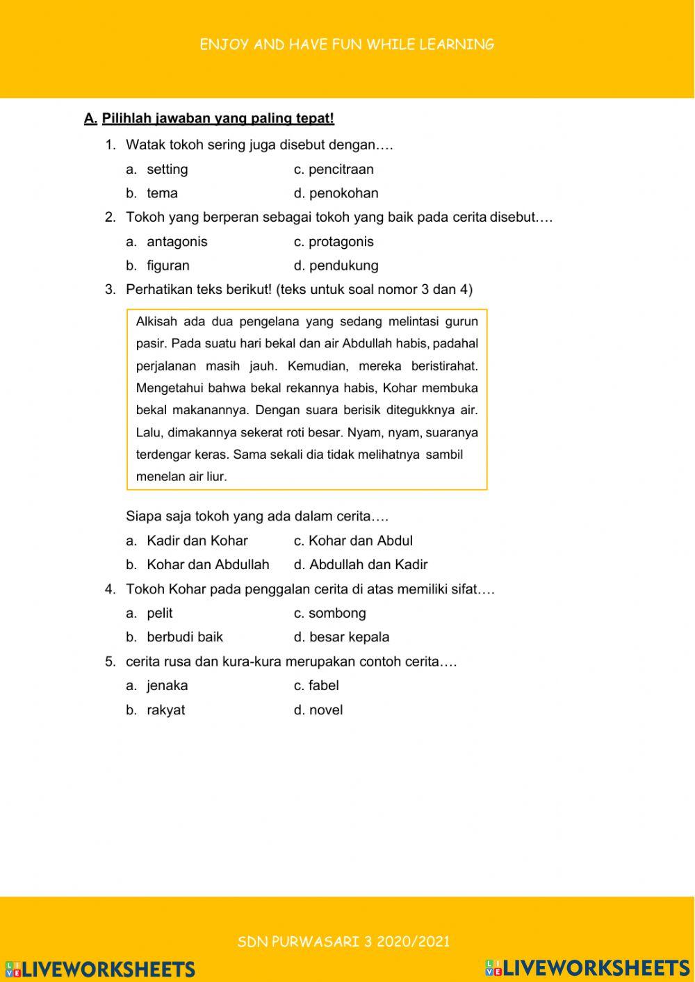 Tema 9 Penokohan Cerita Fiksi