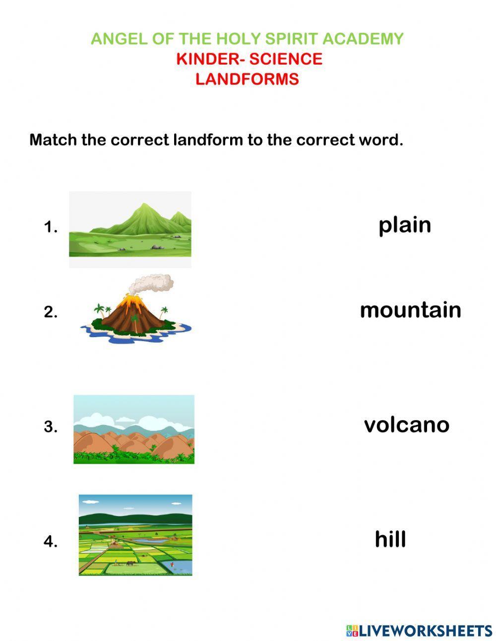 Landforms worksheets