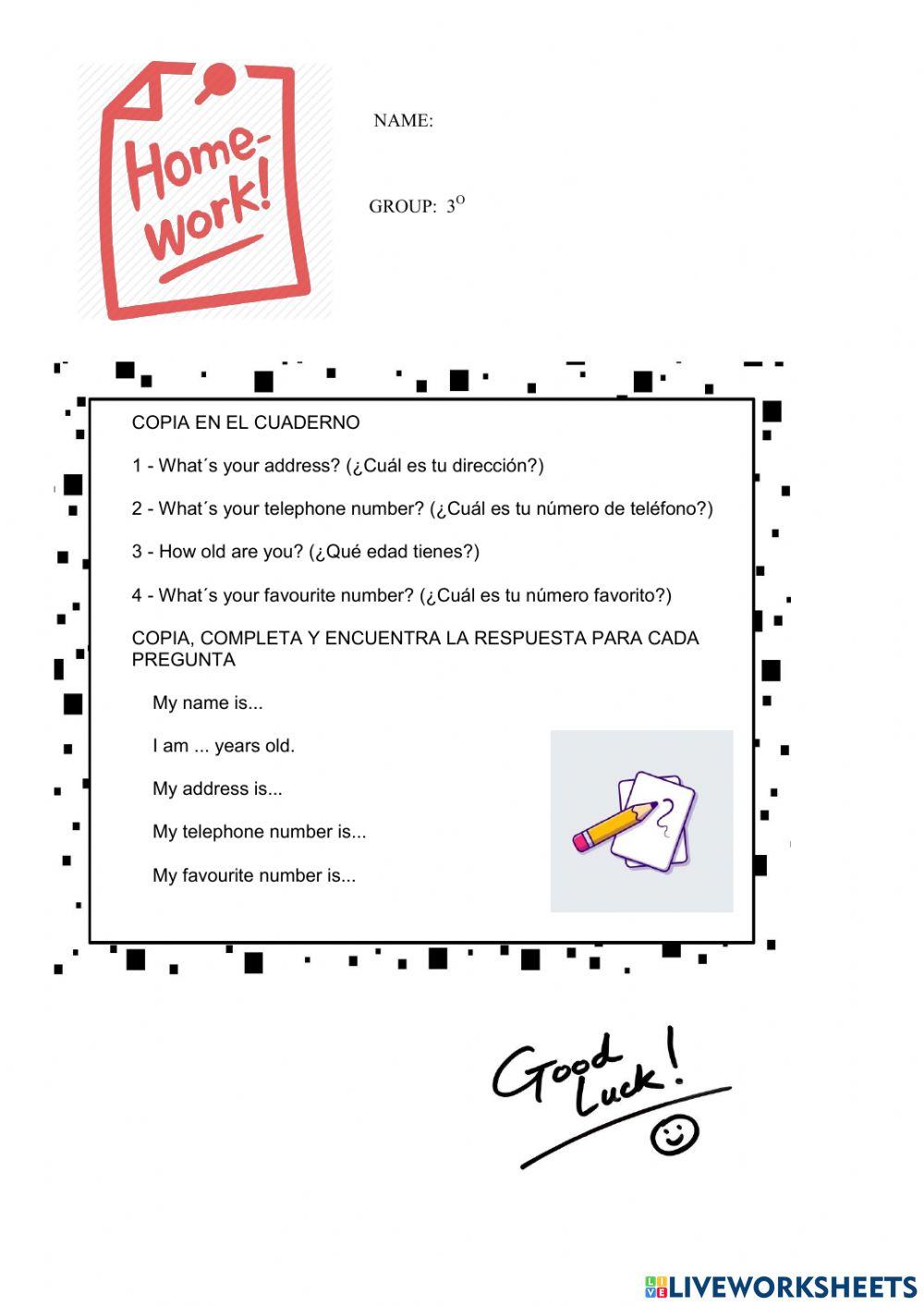 Inglés - Personal information