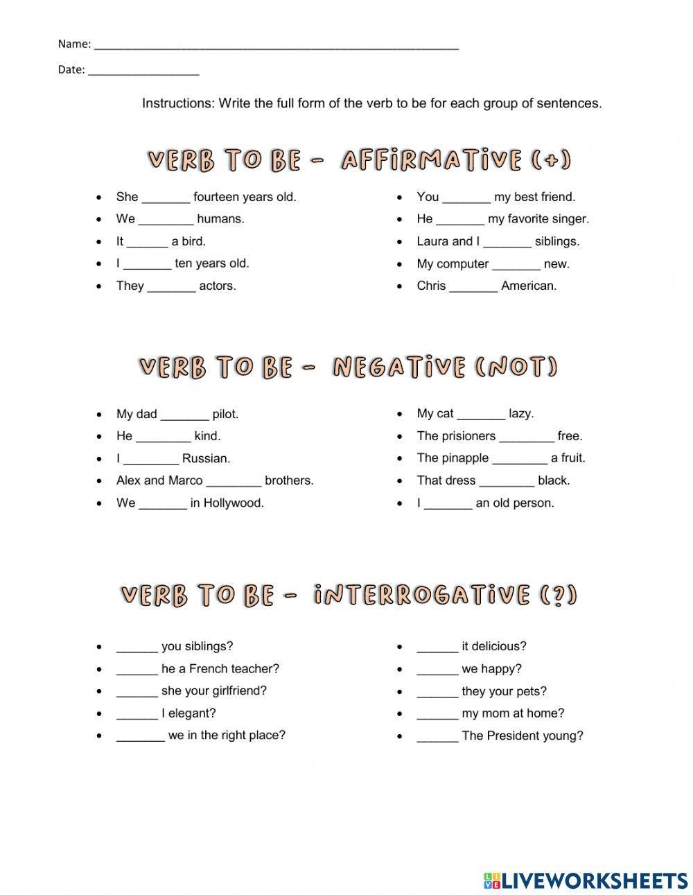 verb-to-be-affirmative-negative-interrogative-worksheet-live-worksheets