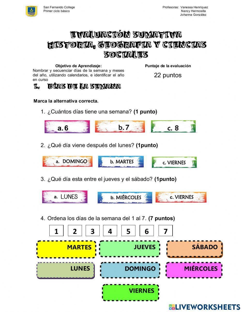 Evaluación de historia Evaluación de historia