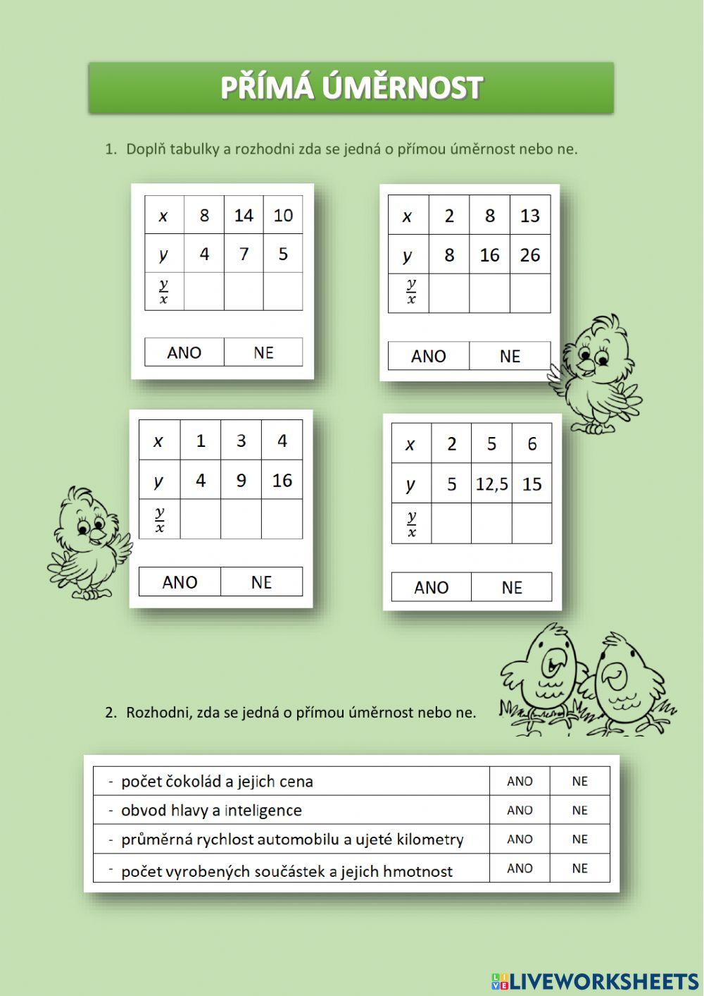 Přímá úměrnost 1