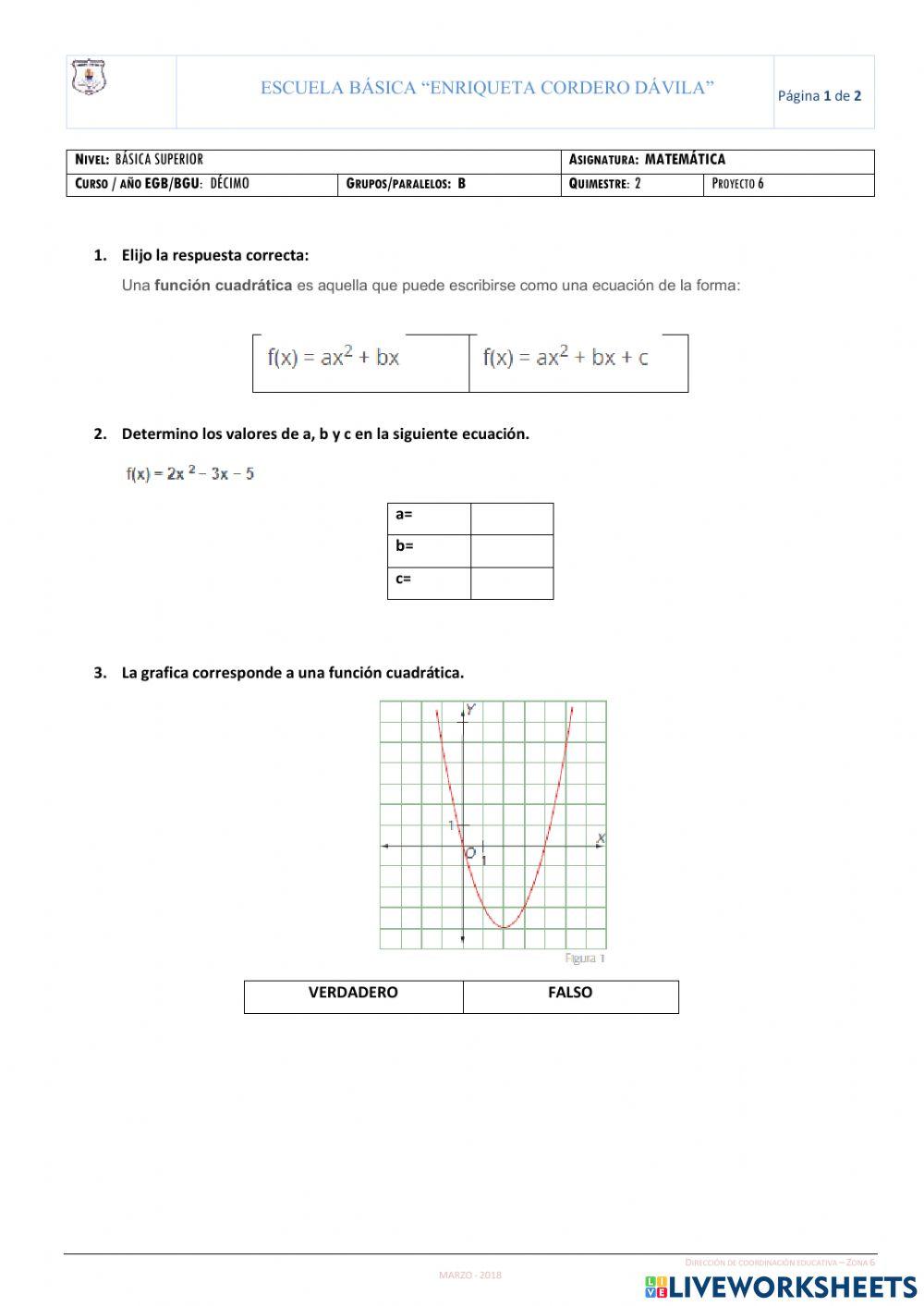 Función Cuadrática (Proyecto 6, semana 1)