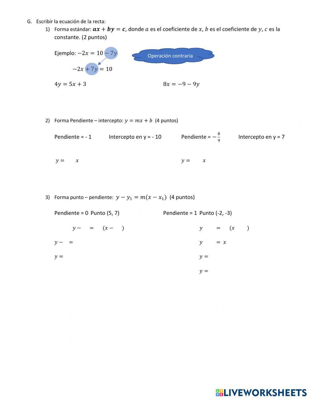 Examen Funciones lineales