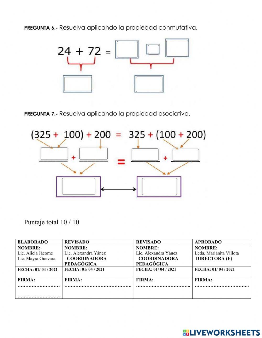 Evaluacion matematica