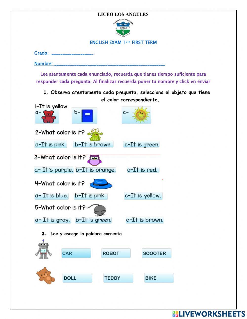 English exam first term