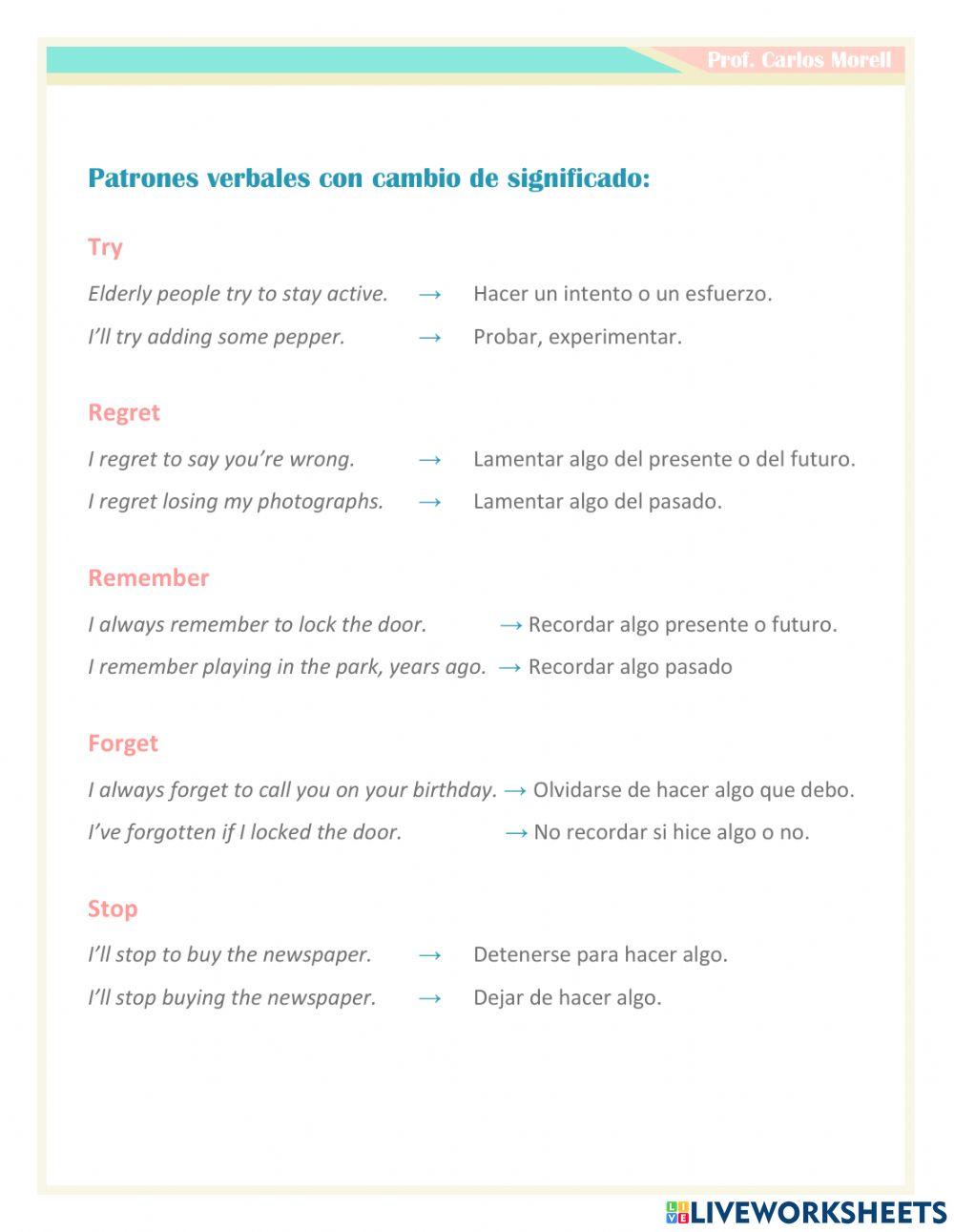 Gerundios o infinitivos