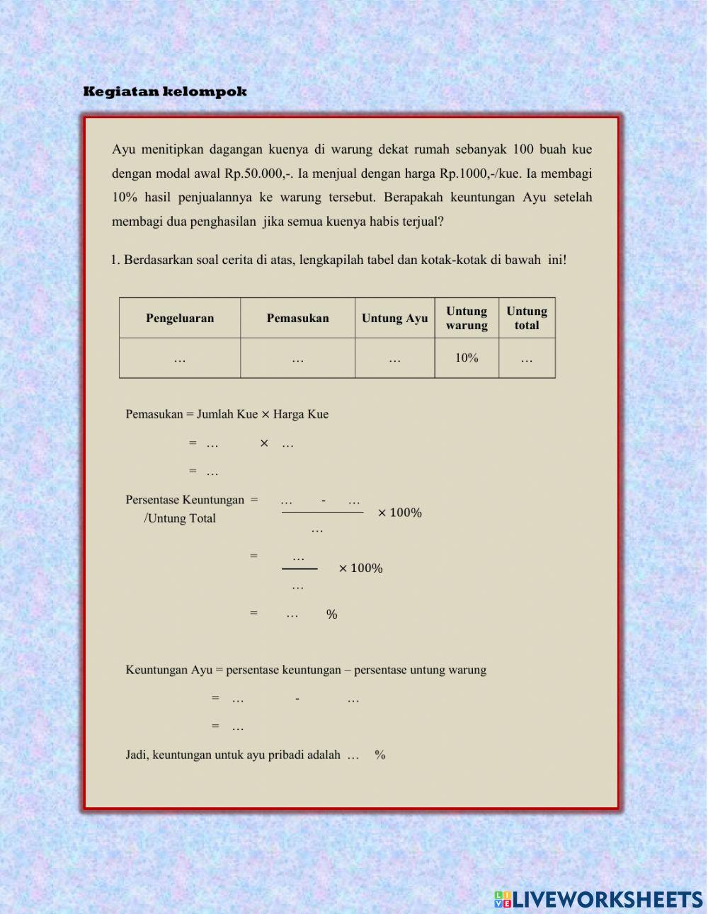 Aritmetika Sosial (Persentase keuntungan dan Kerugian)