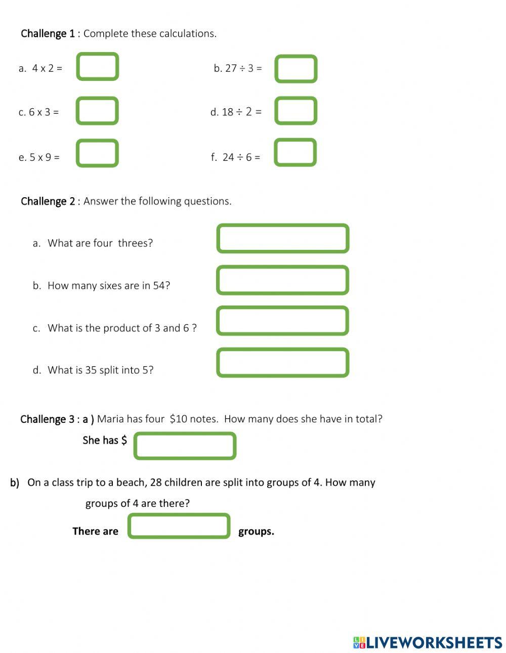 Unit 8 Math exercise | Live Worksheets