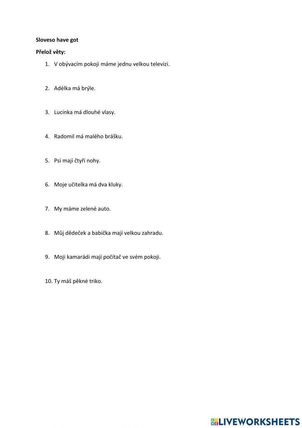 Have got - Czech - English translation