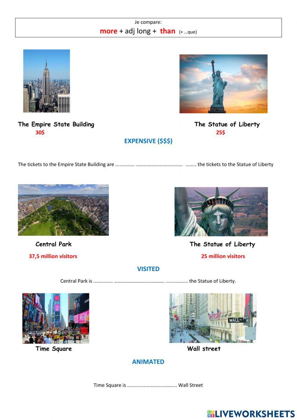 Comparing attractions in NYC