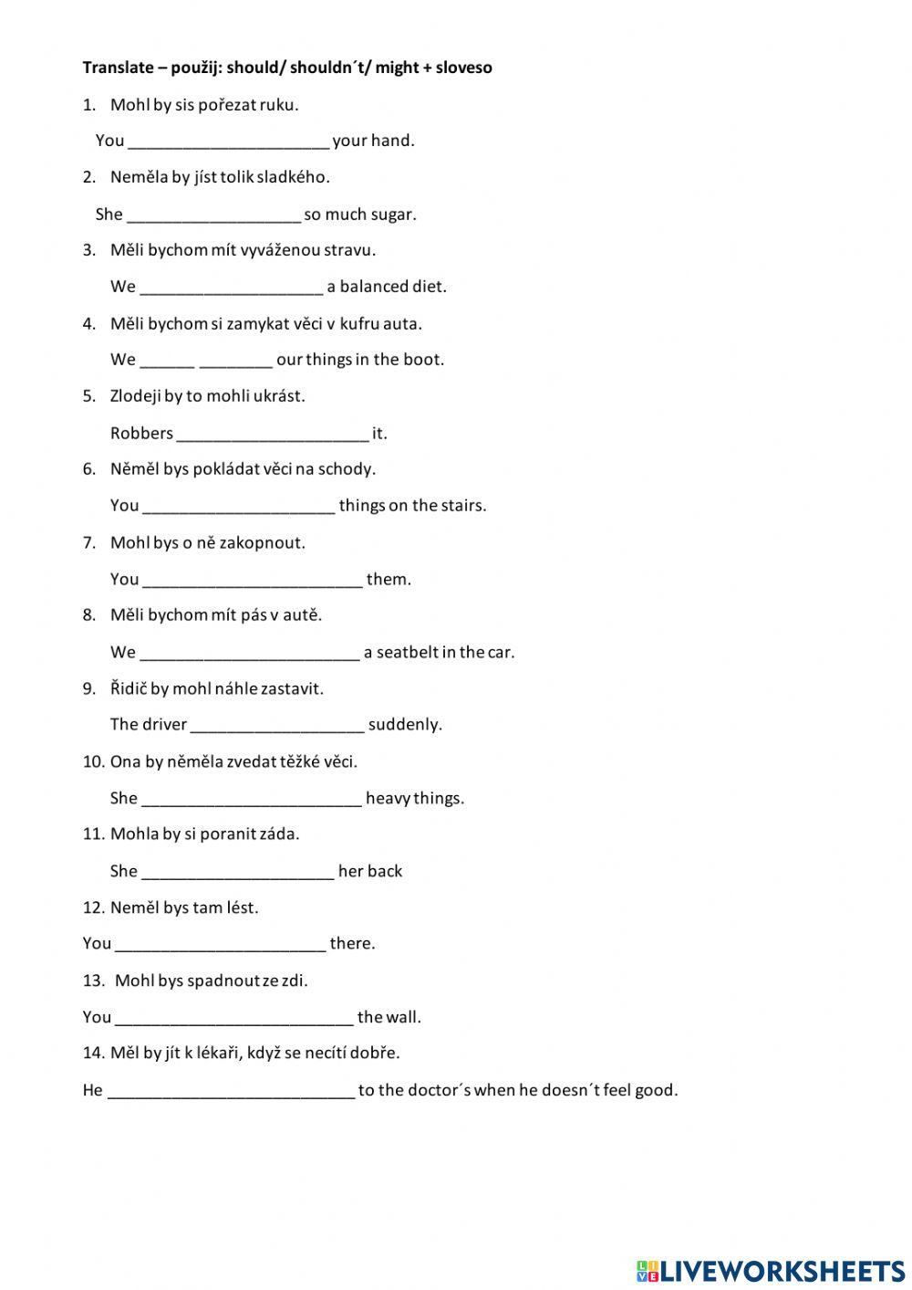 Might-should online exercise for | Live Worksheets