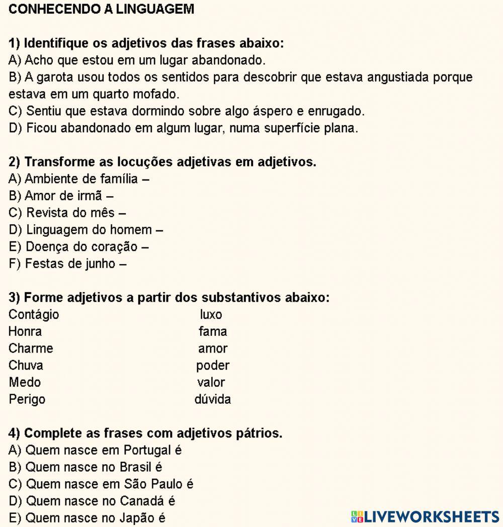 ATIVIDADES DE G… | Free Interactive Worksheets | 2942967, image size:1000x1048