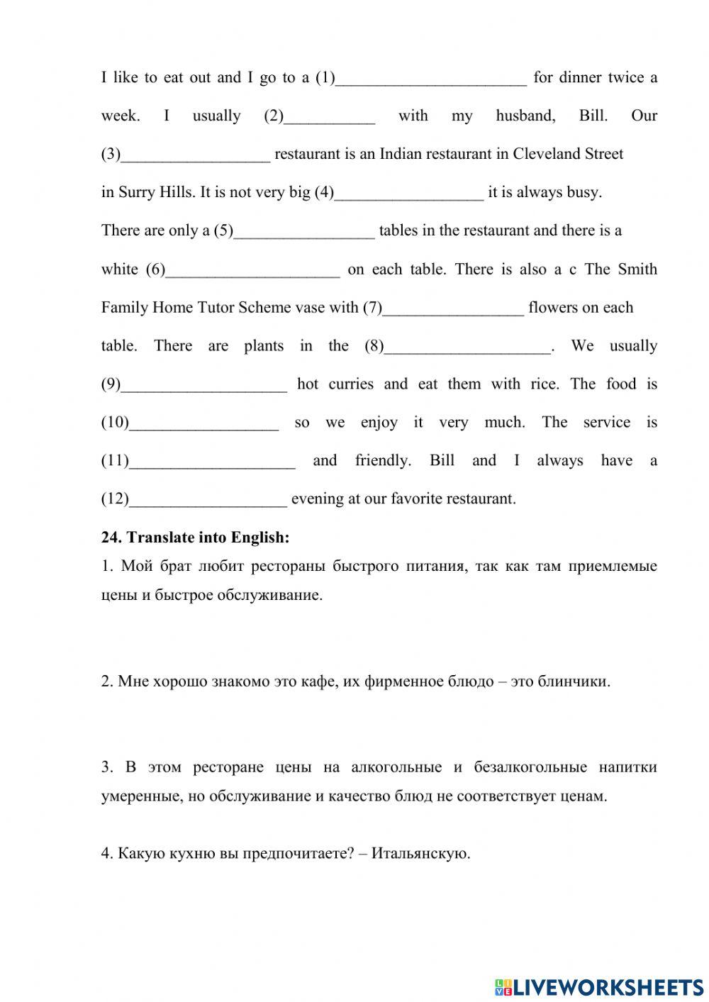 Types of restaurants
