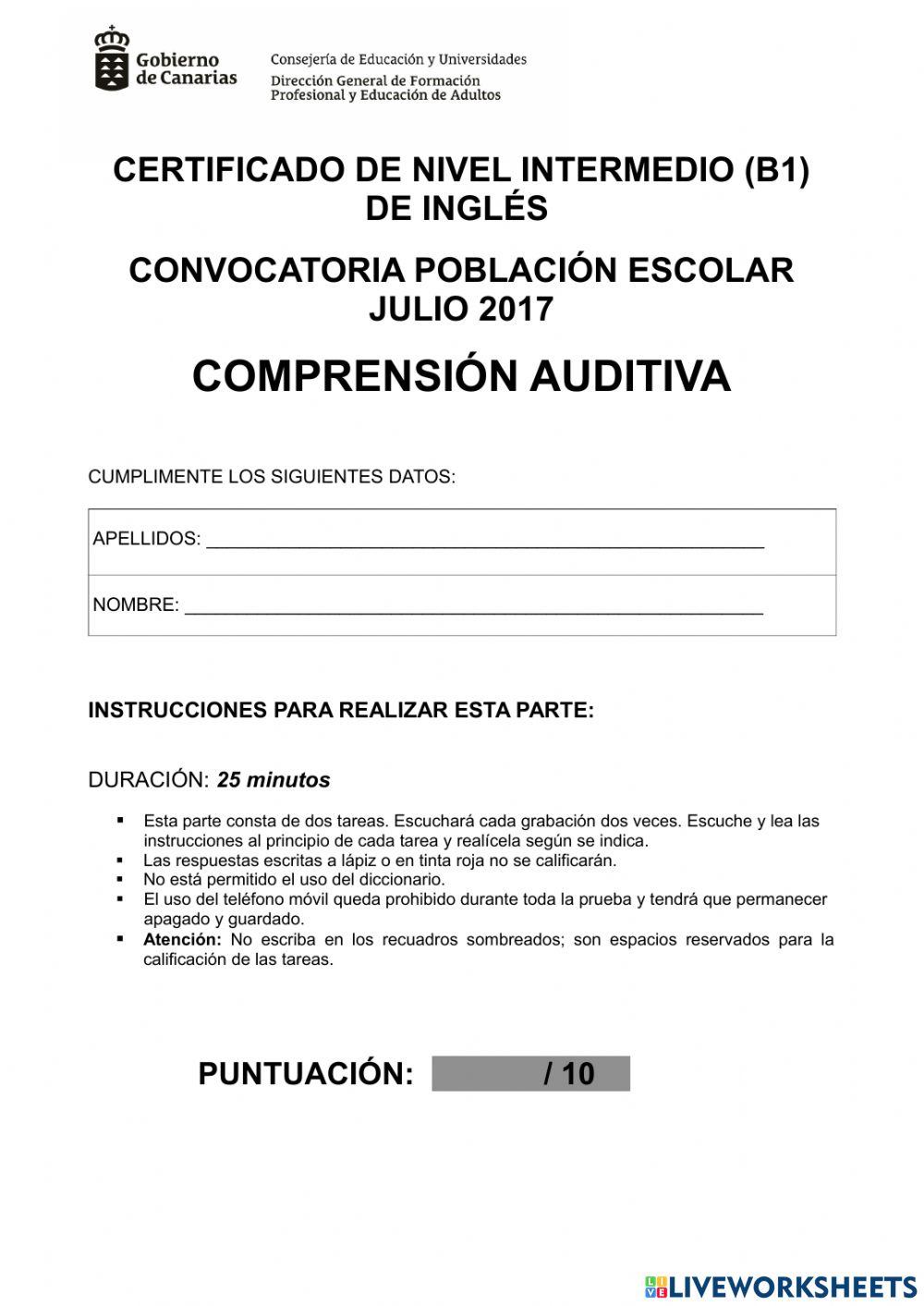 B1 CTO (Listening) Canarias 2017