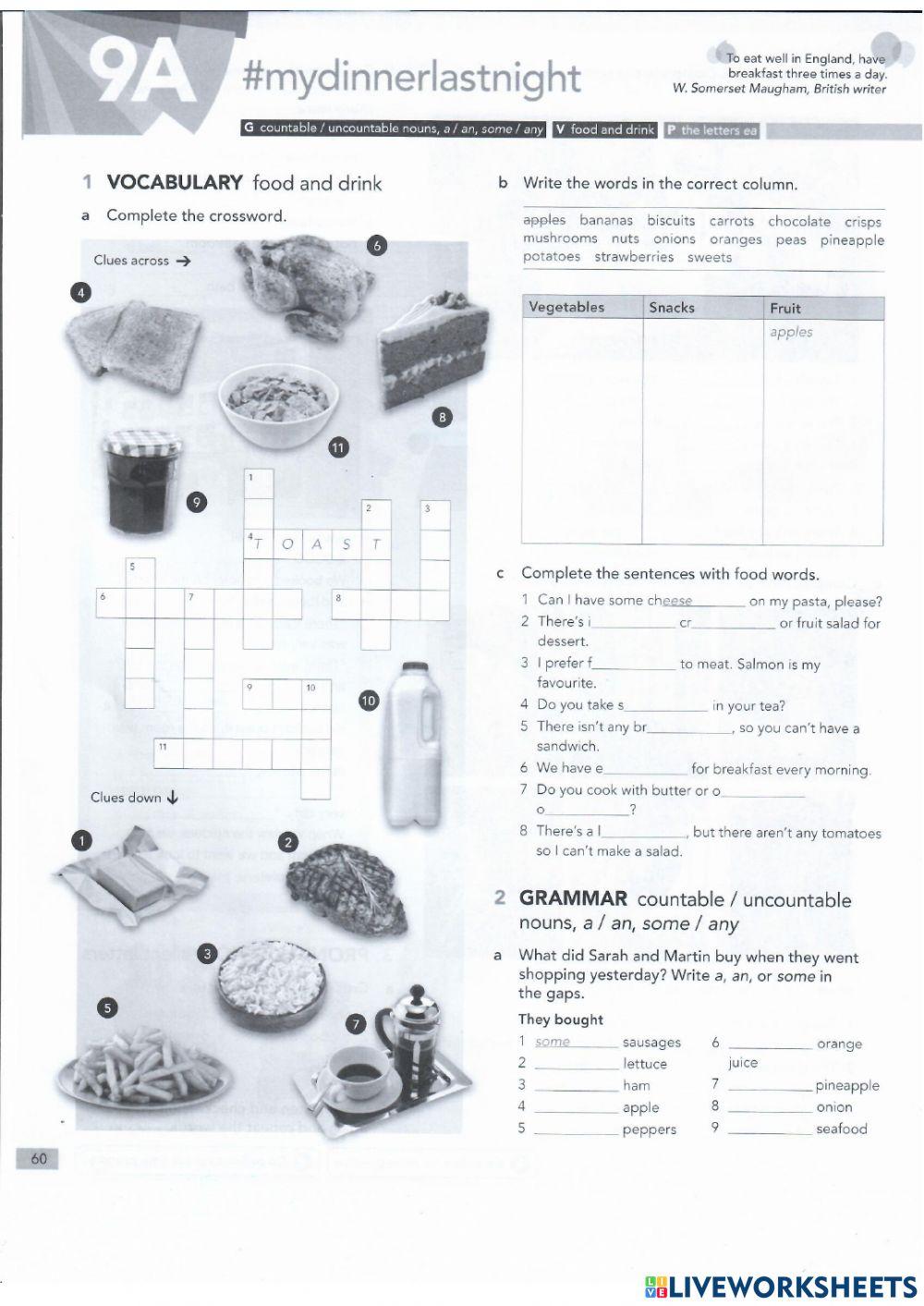 9a english file elementary online exercise for live worksheets