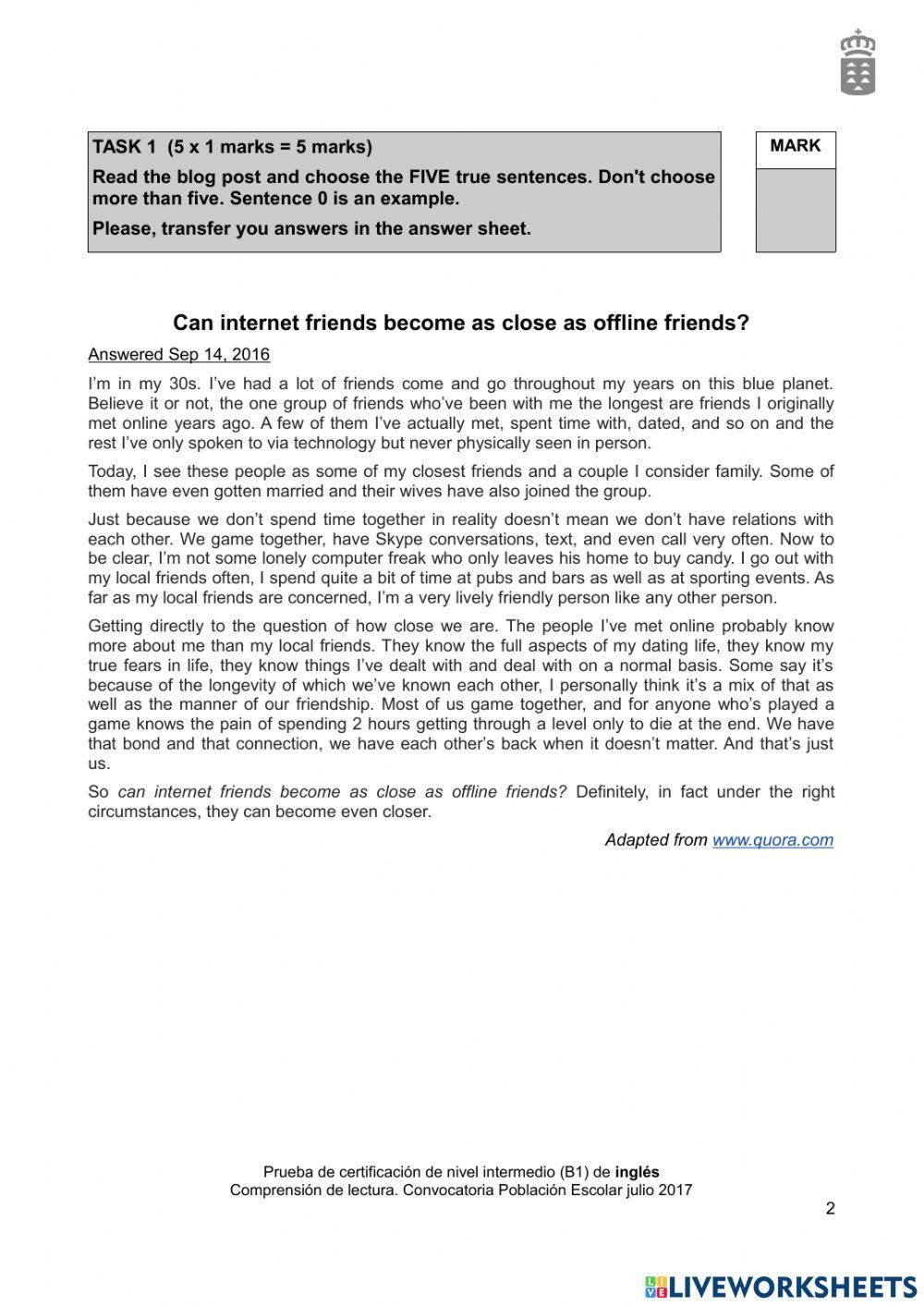 B1 CTE (Reading) - Canarias Junio 2017