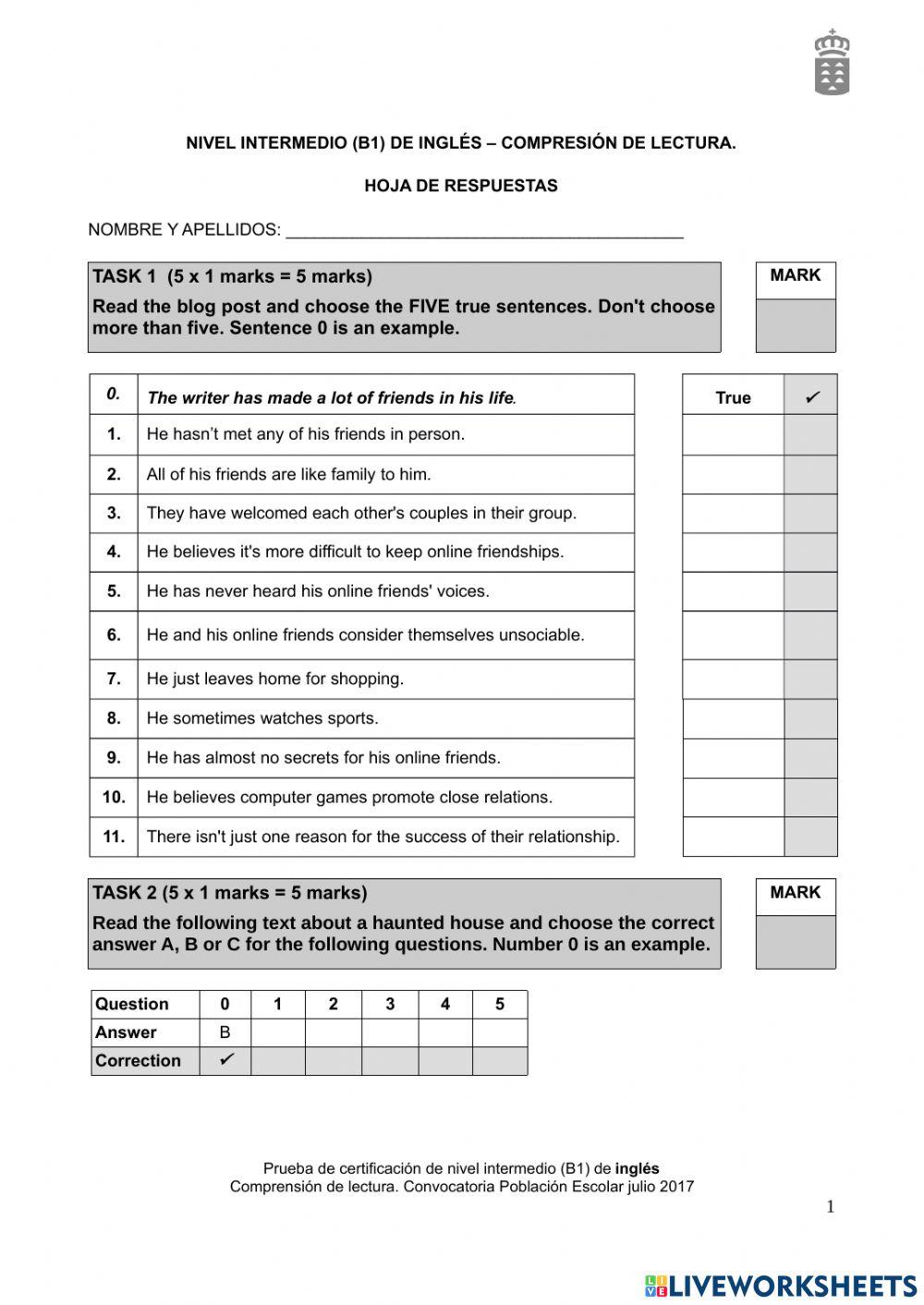 B1 CTE (Reading) - Canarias Junio 2017