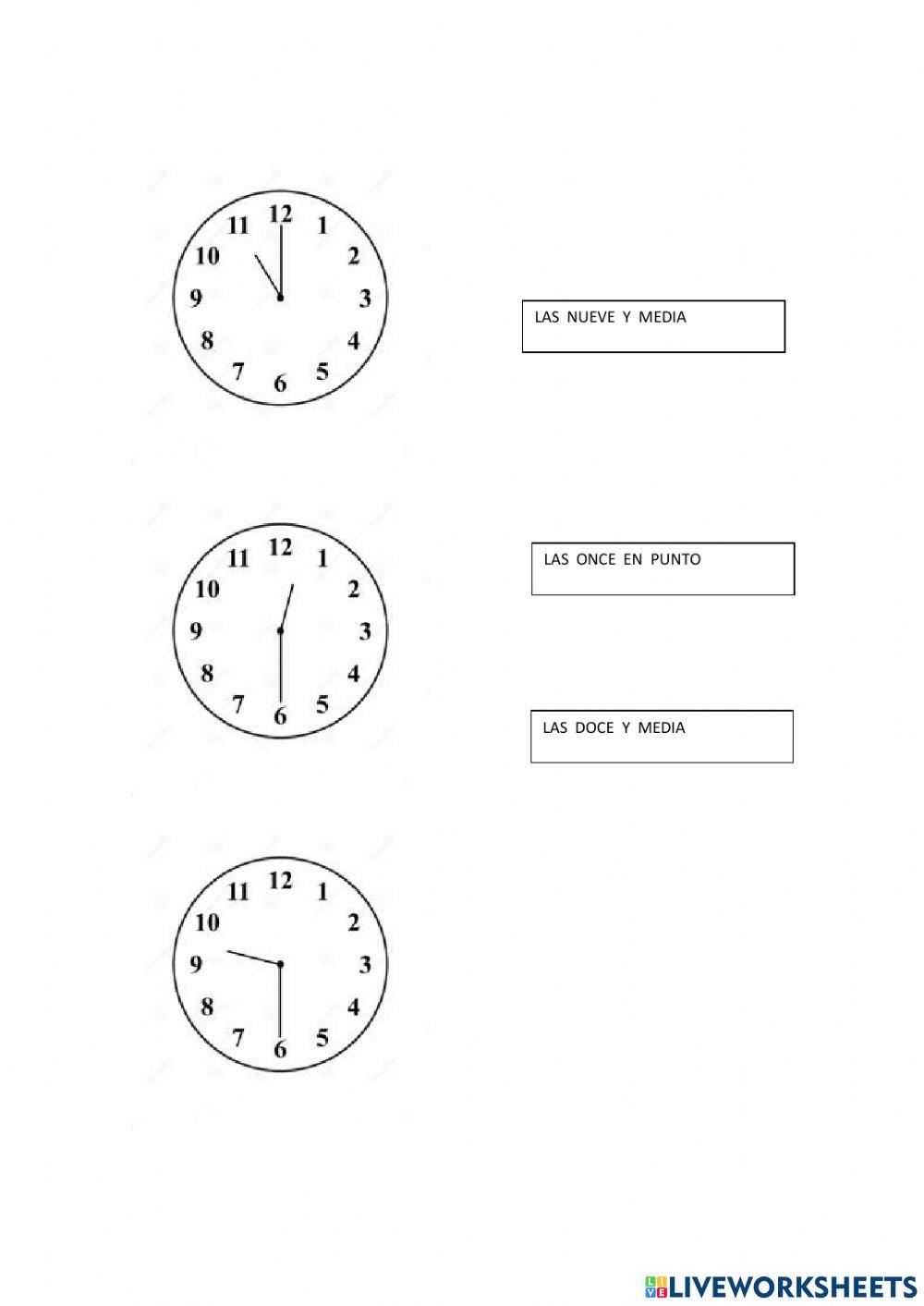 Las horas en punto y media