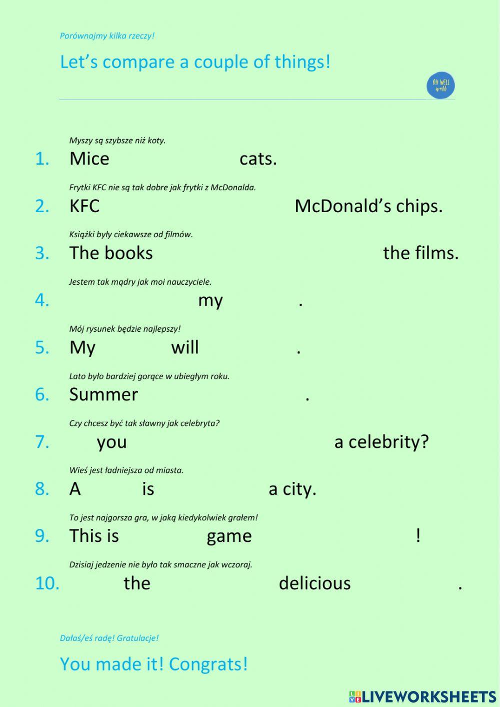 Porównajmy kilka rzeczy