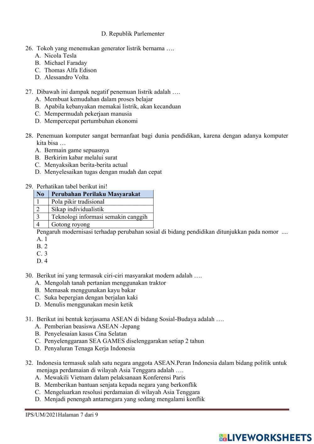 UMBKS Ilmu Pengetahuan Sosial