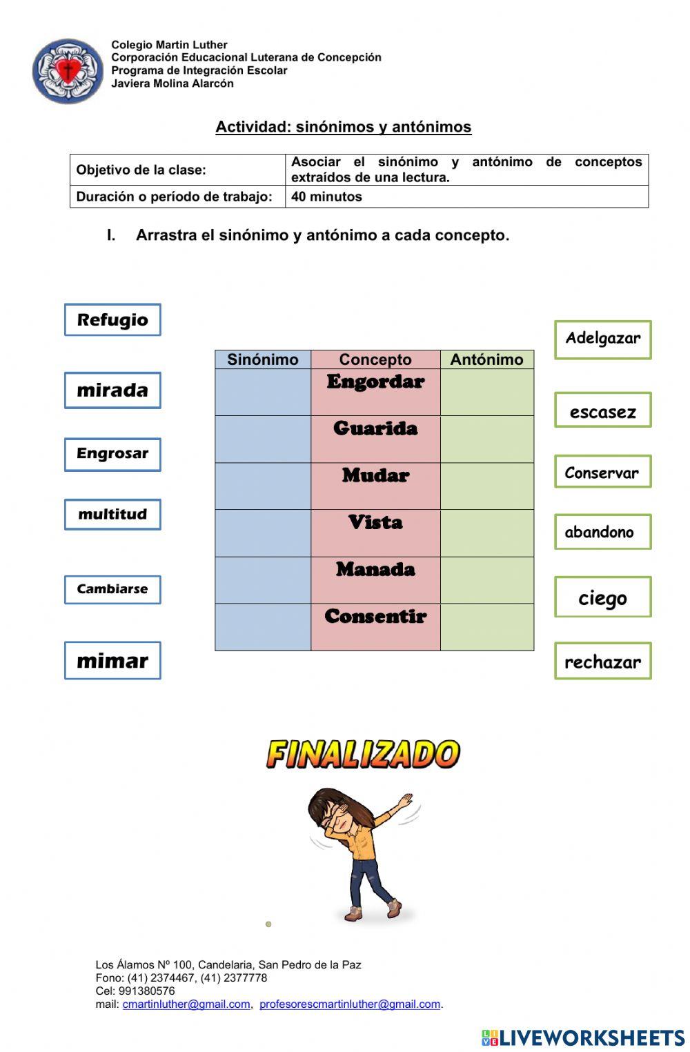 Sinónimos y antónimos