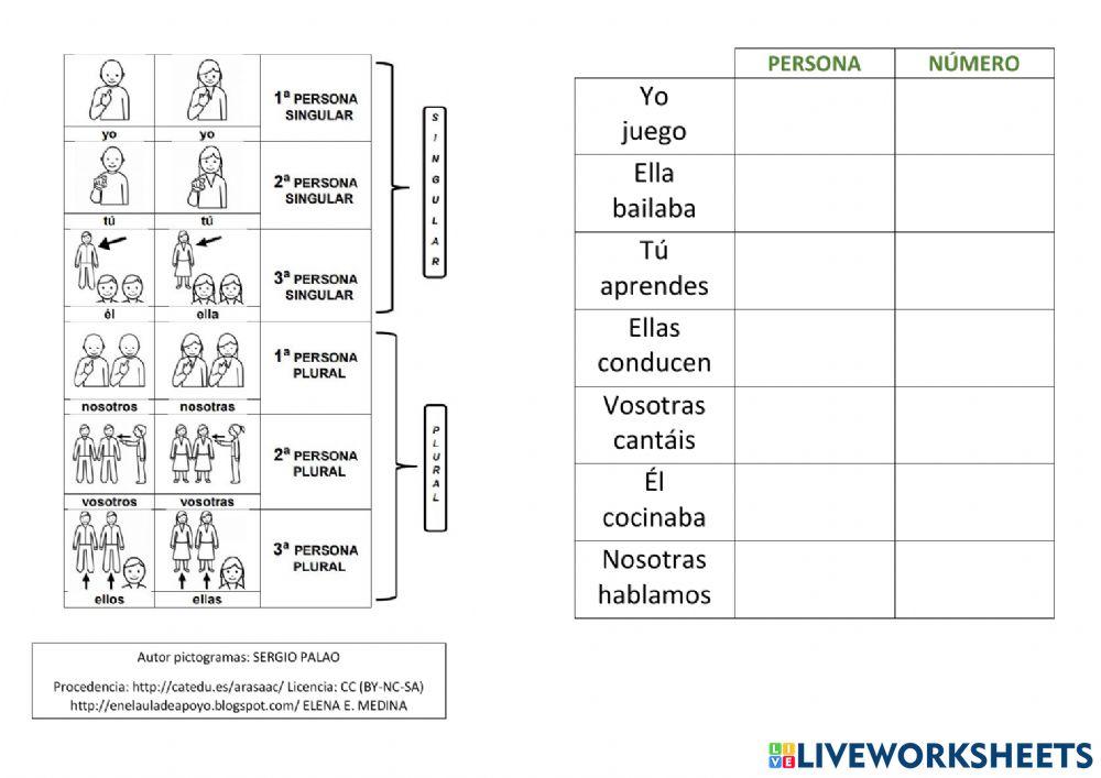 Persona y número Persona y número