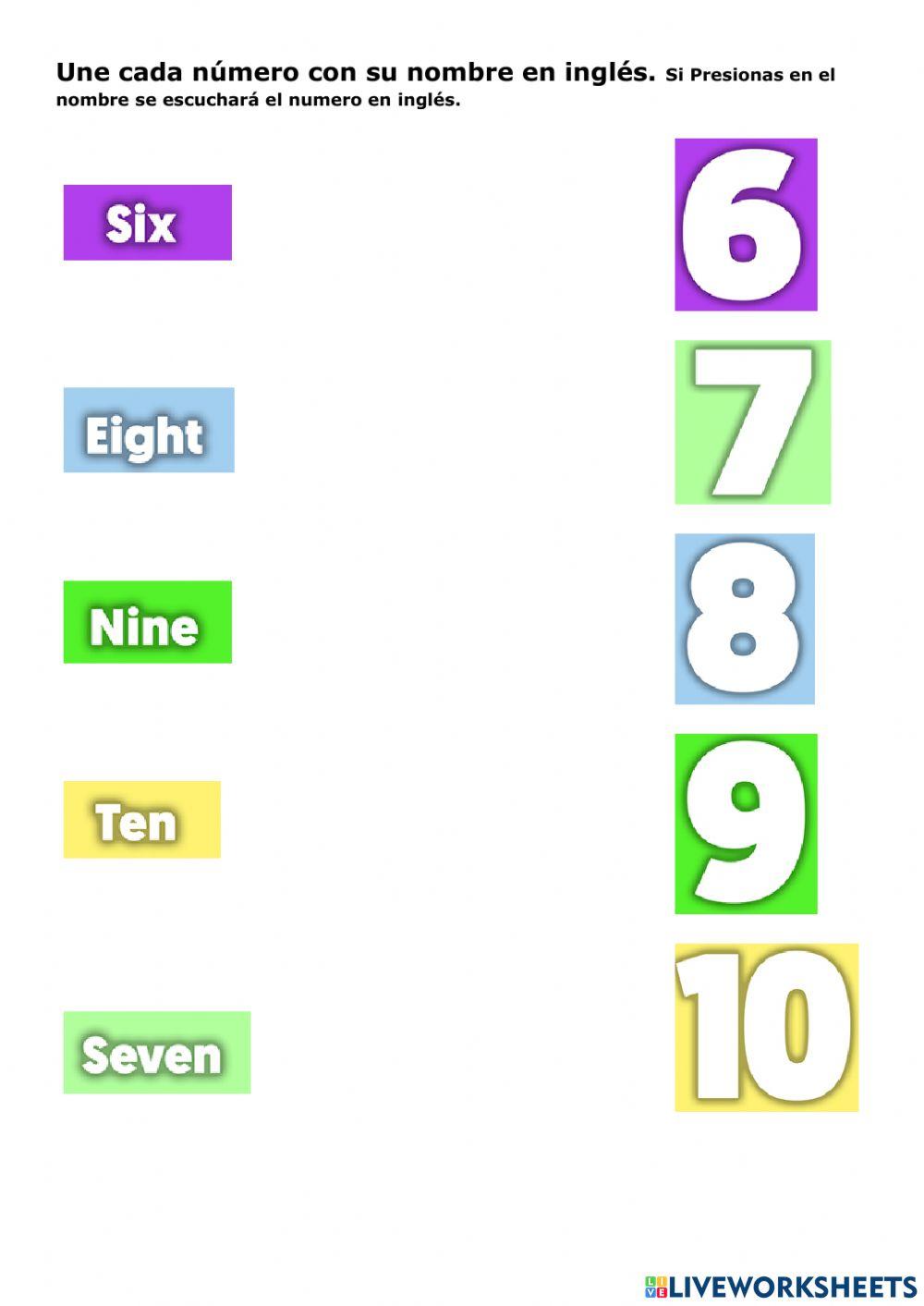 Números 1 al 10 en ingles