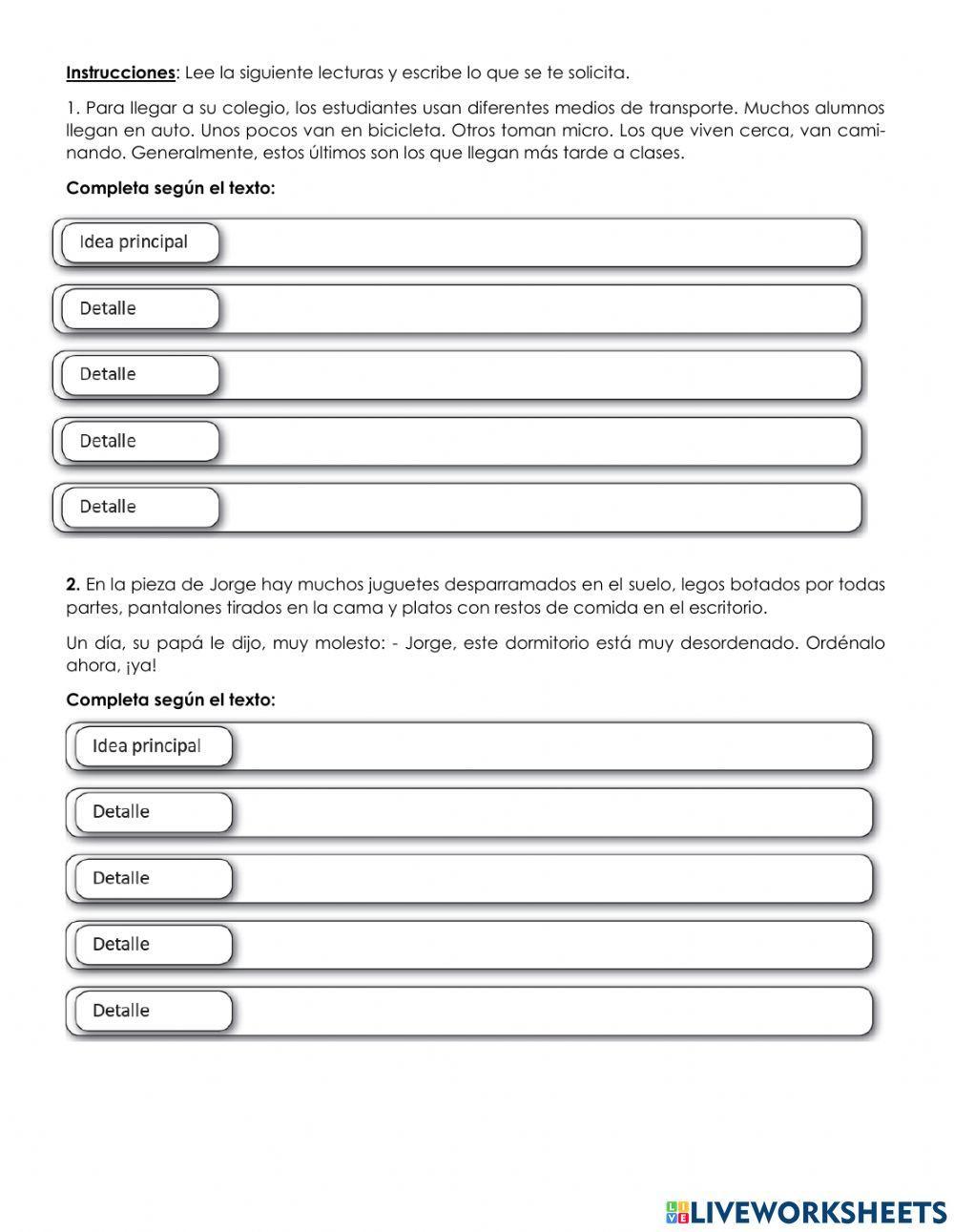 Predicciones e idea principal