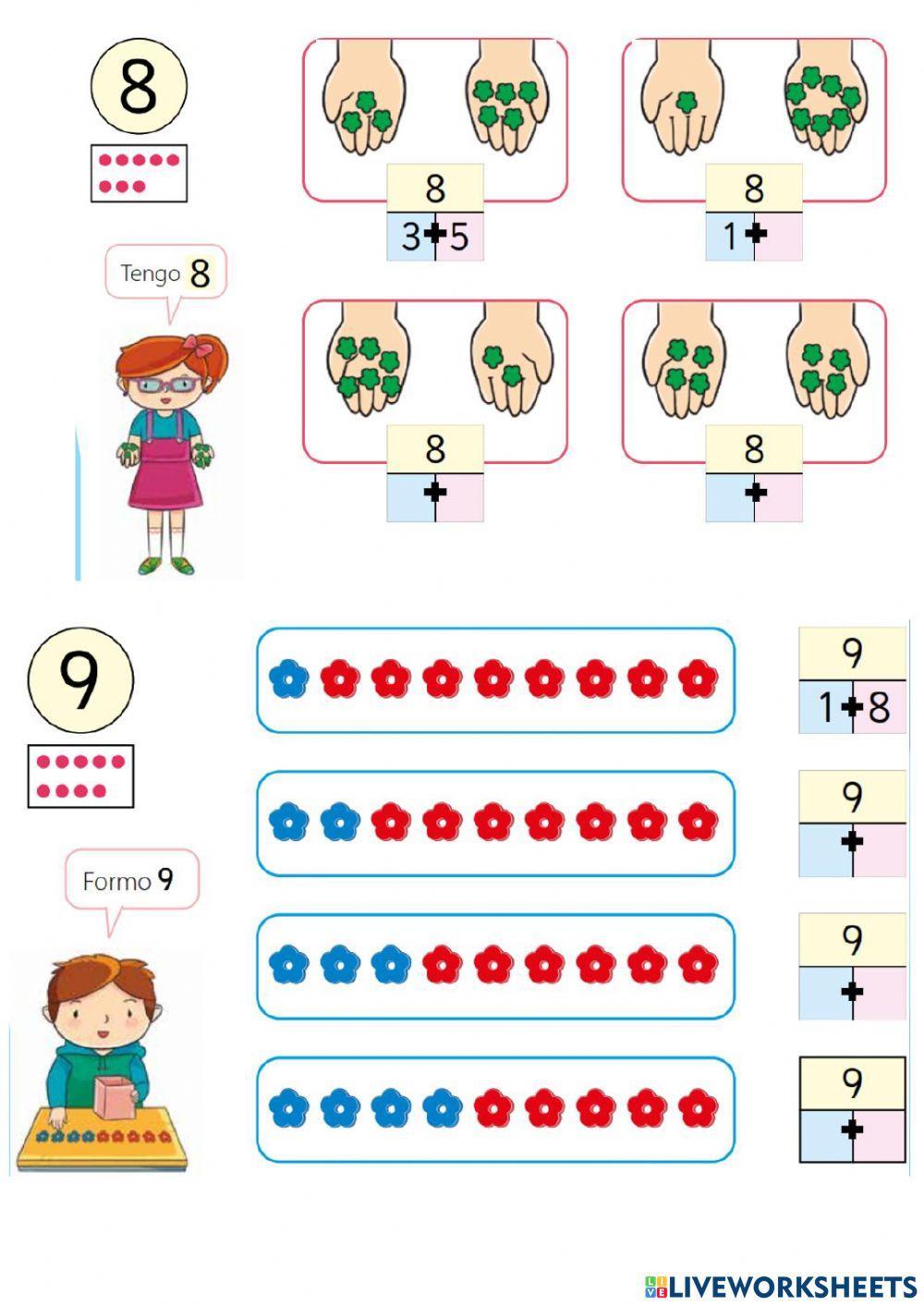 1°matemática ficha interactiva descomponer números hasta el 10 07-04-2021