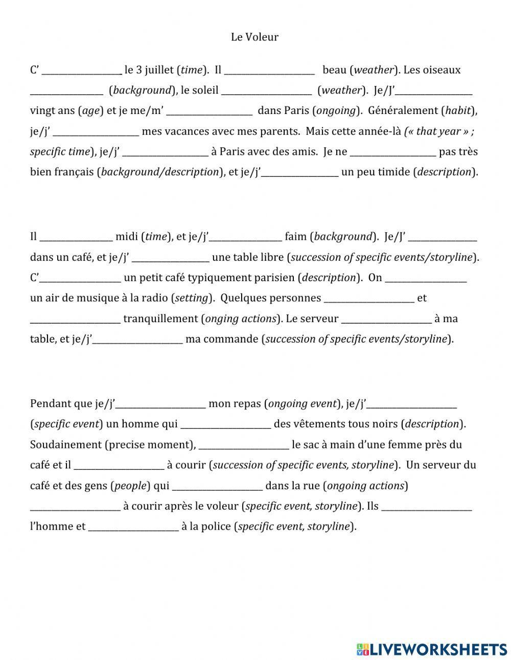 PC-Imparfait - Le voleur Story