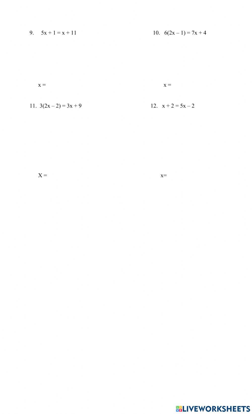 Solving equations on both sides