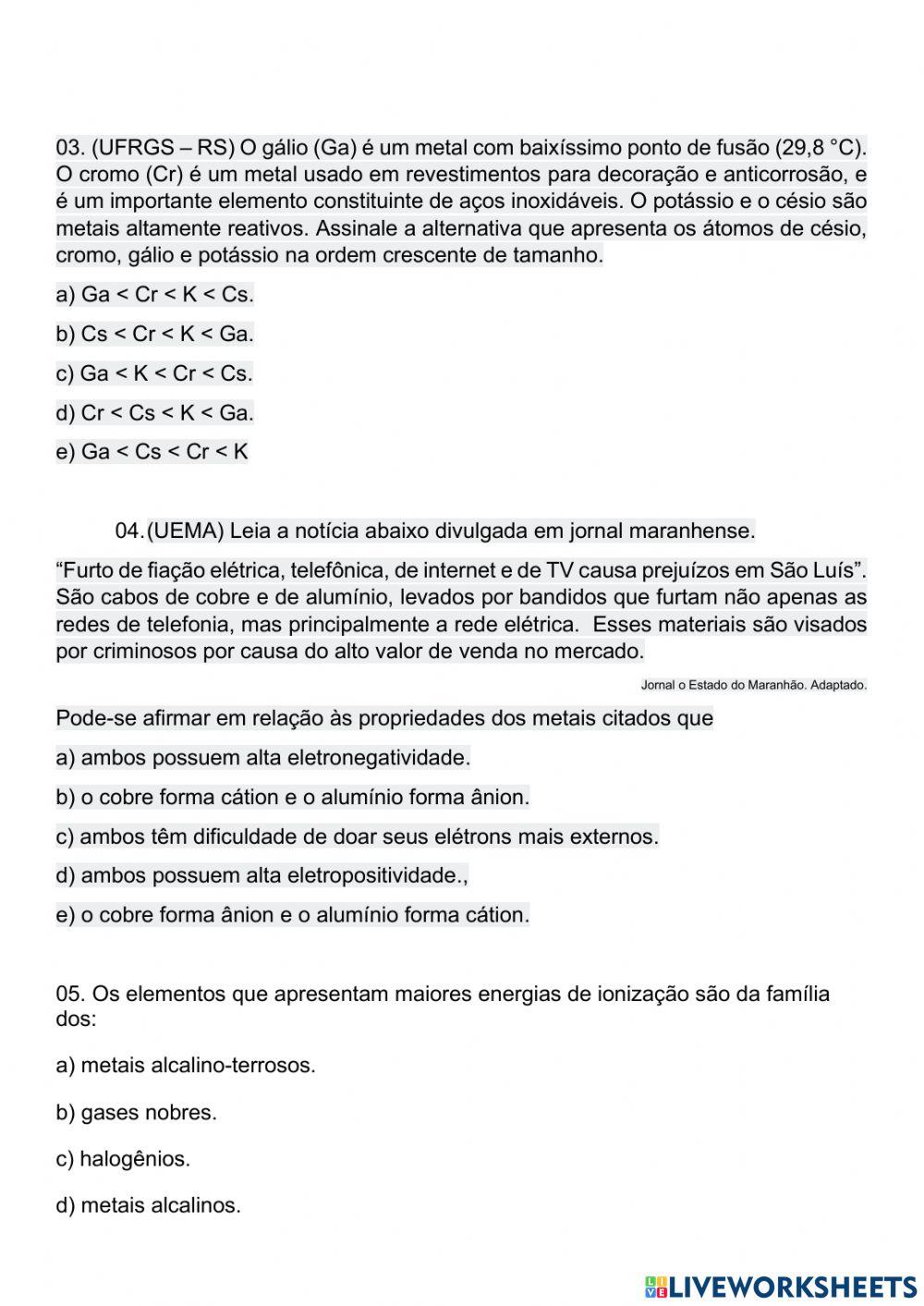 Propriedades Periódicas