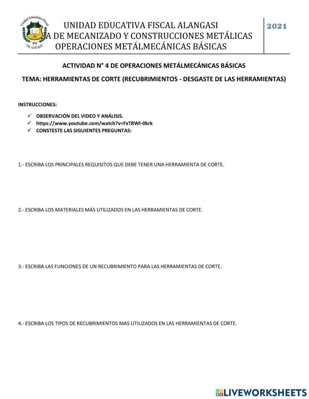 Operaciones mecánicas