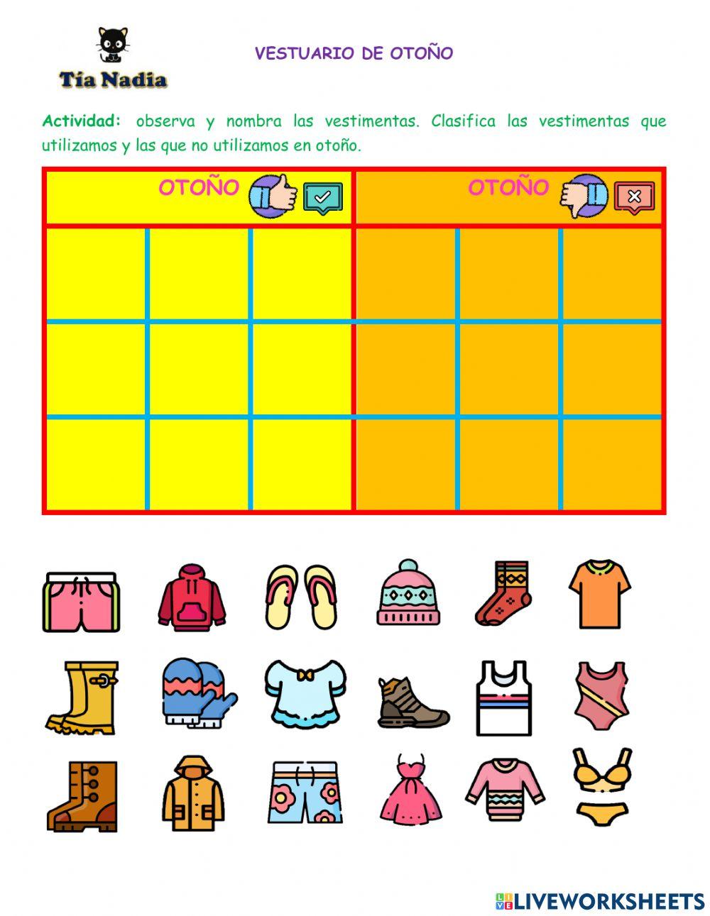 Identificar vestimentas de otoño