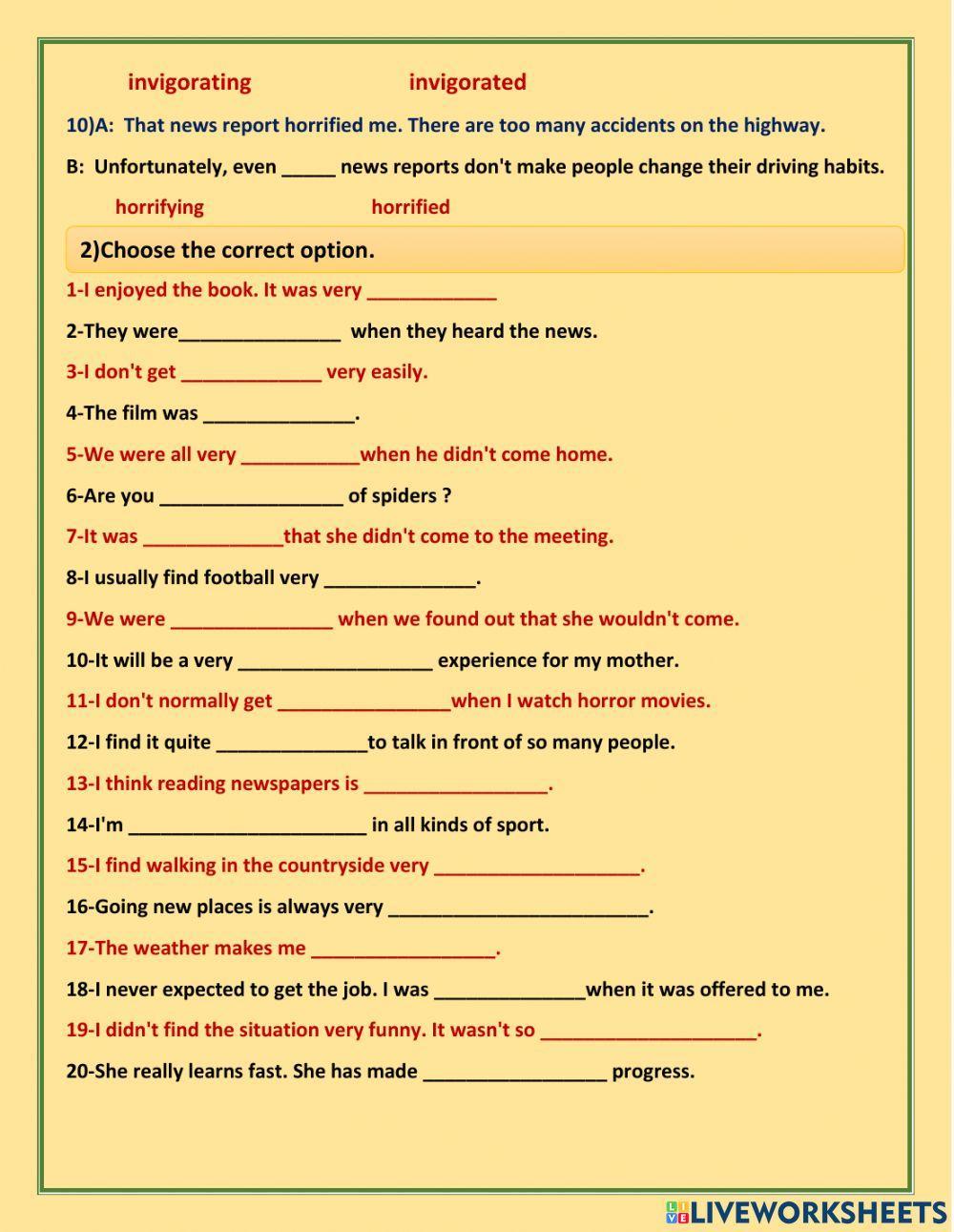 Adjectives ending in -ED and -ING