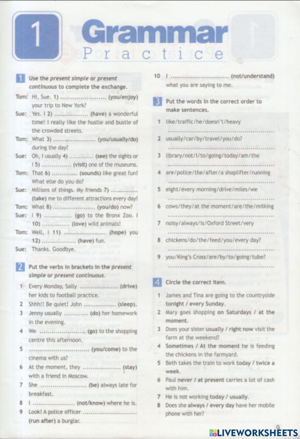 Present simple and present continuous