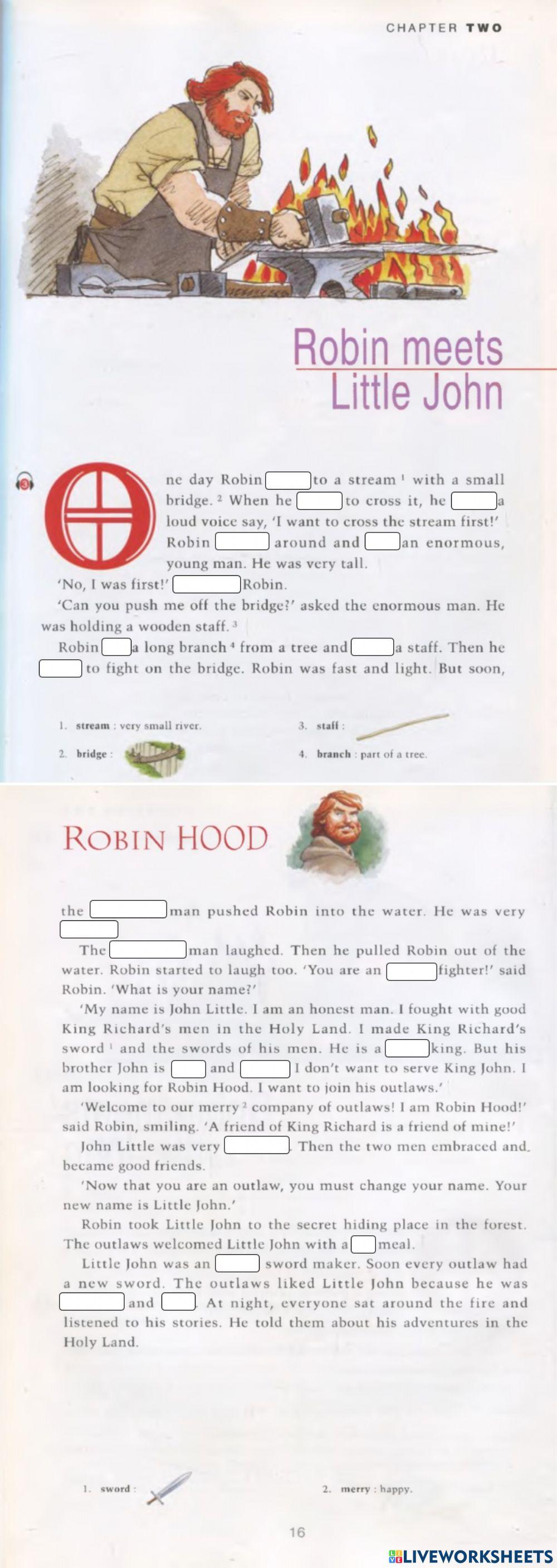 Robin Hood activity – read along chapter 2