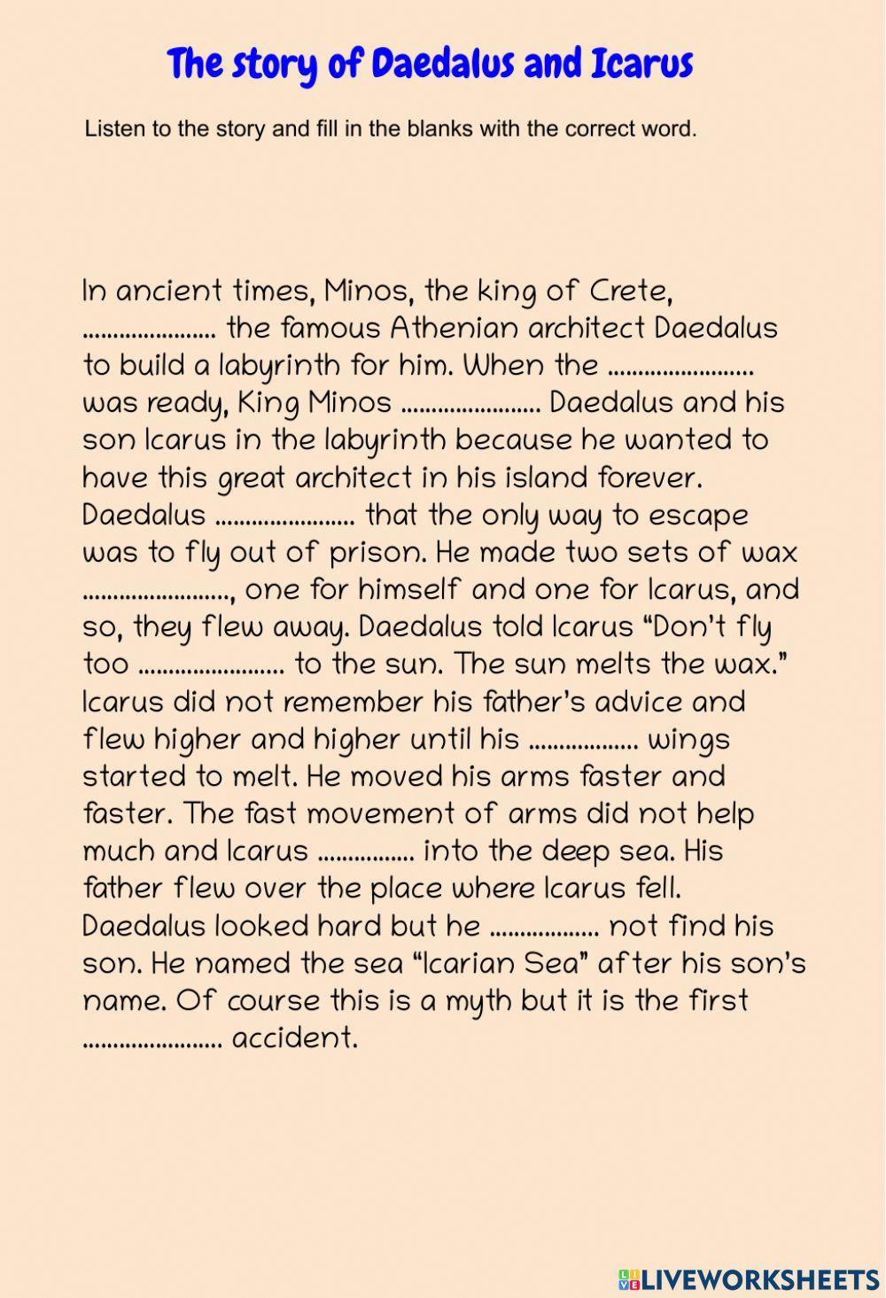 The story of Daedalus and Icarus