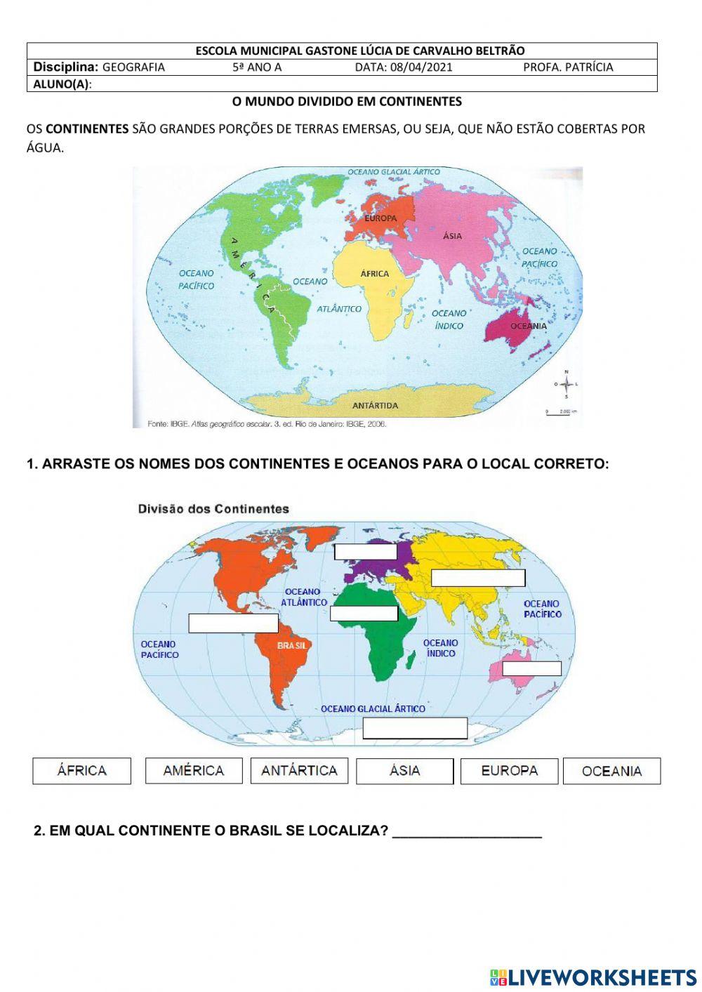 Continentes da Terra
