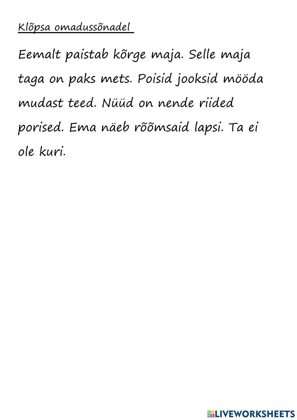 Eesti keel -kordamine (omadussõna)